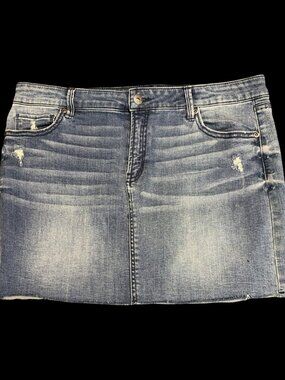 Sz.L*True Craft*Distressed Denim Mini Skirt